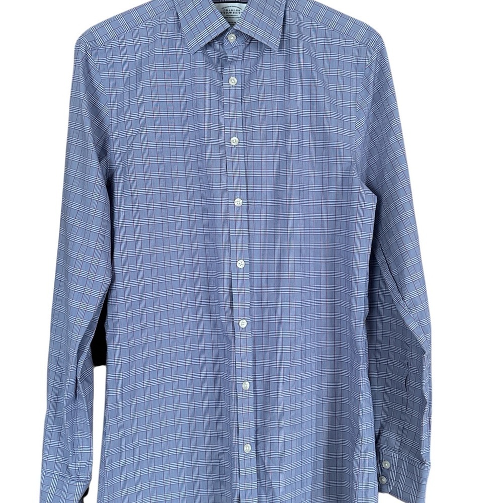 Charles Tyrwhitt Blue Plaid Button-Down Shirt 15/39